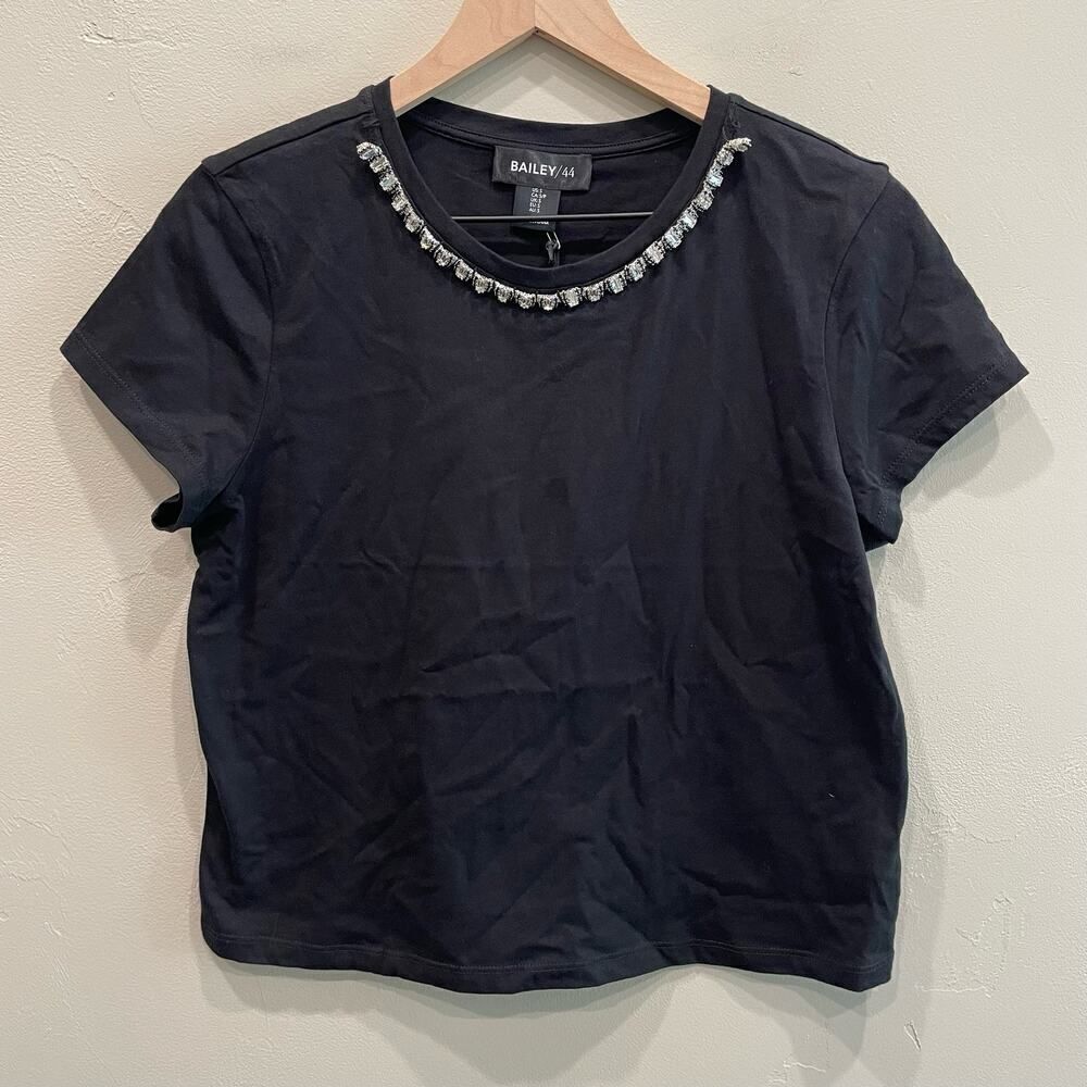 NWT Bailey 44 Jewel Neck Black Top - Size: Small